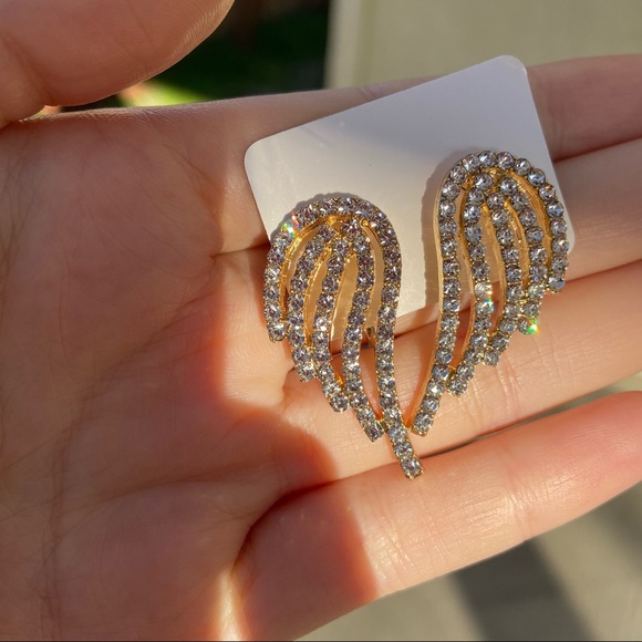 💕 Last one Rhinestones Wings Earrings Bird Angel - Picture 4 of 9